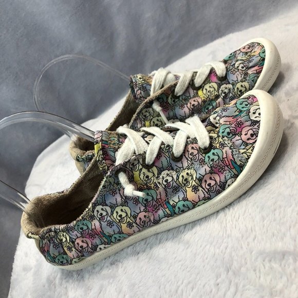 Bobs By Skechers Womens Comfort Shoes Beach Bingo Dogs Lace Up Sneakers Size 6.5 - Picture 3 of 11